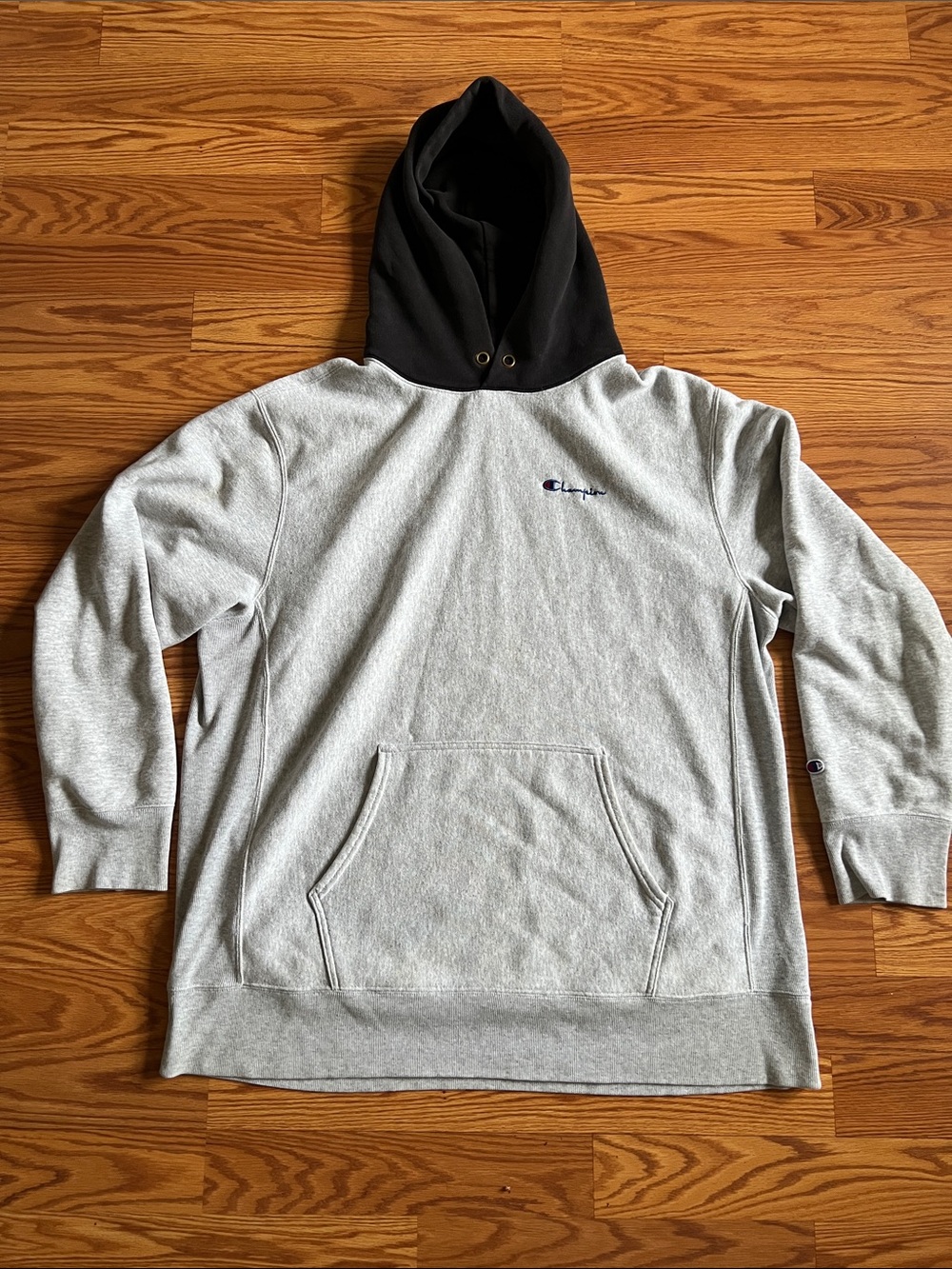 Champion Light Gray Pullover Hoodie with Black Hood